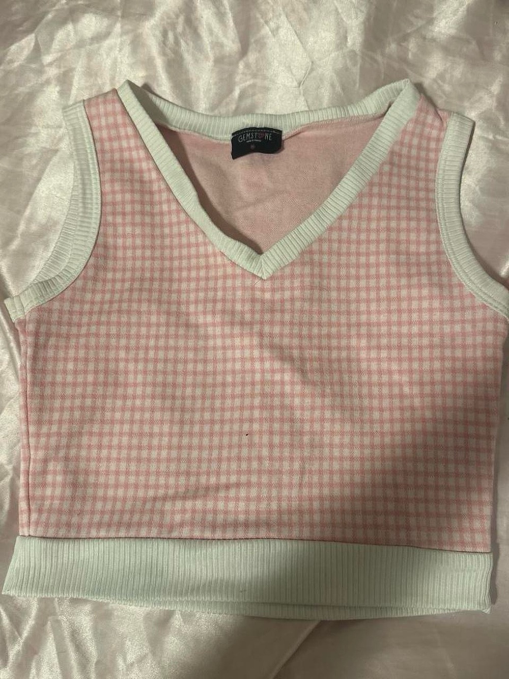 Pink Gingham Knit Tank Top for Kids